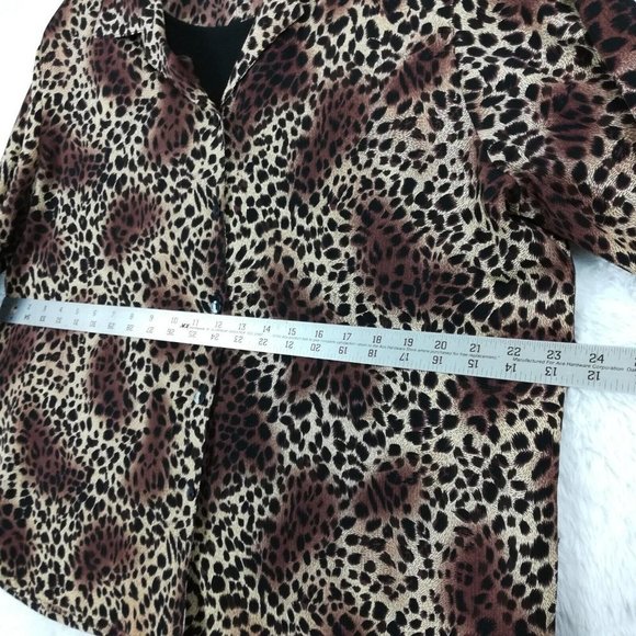Notations Womens Blazer Cheetah Print‎ Undershirt Button Front Stretch XL - Picture 5 of 10